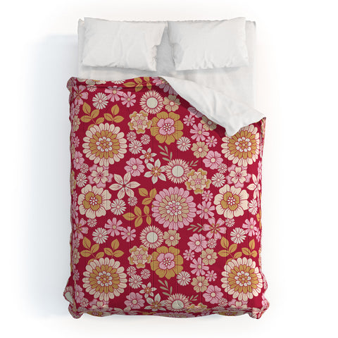 Emanuela Carratoni Viva Magenta Floral Theme Comforter