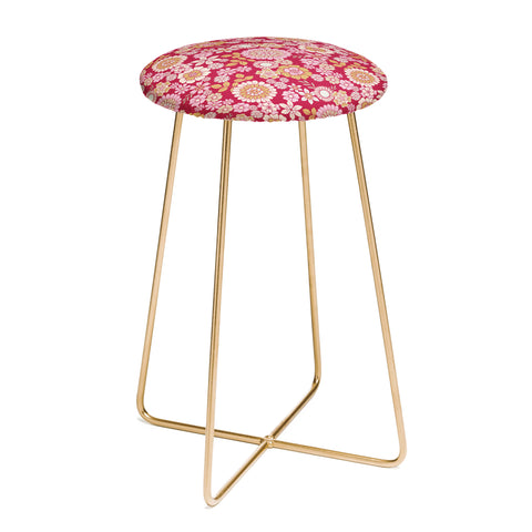 Emanuela Carratoni Viva Magenta Floral Theme Counter Stool