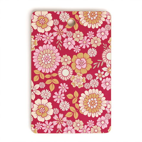 Emanuela Carratoni Viva Magenta Floral Theme Cutting Board Rectangle