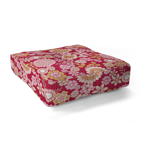 Emanuela Carratoni Viva Magenta Floral Theme Floor Pillow Square