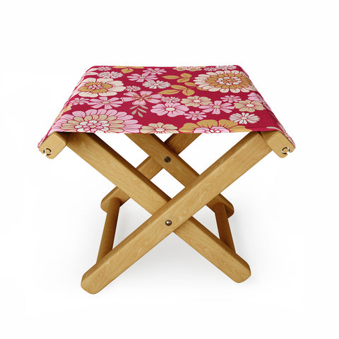 Emanuela Carratoni Viva Magenta Floral Theme Folding Stool