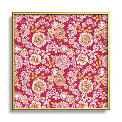 Emanuela Carratoni Viva Magenta Floral Theme Square Metal Framed Art Print