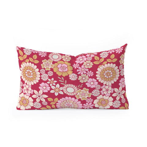Emanuela Carratoni Viva Magenta Floral Theme Oblong Throw Pillow