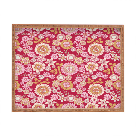 Emanuela Carratoni Viva Magenta Floral Theme Rectangular Tray