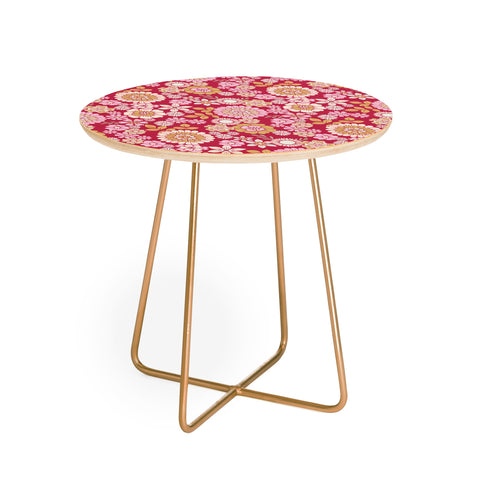 Emanuela Carratoni Viva Magenta Floral Theme Round Side Table