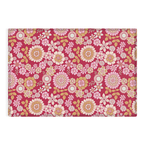 Emanuela Carratoni Viva Magenta Floral Theme Outdoor Rug