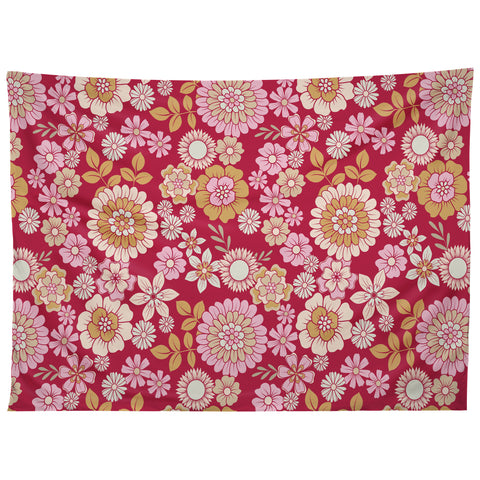Emanuela Carratoni Viva Magenta Floral Theme Tapestry