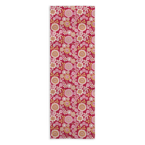 Emanuela Carratoni Viva Magenta Floral Theme Yoga Towel