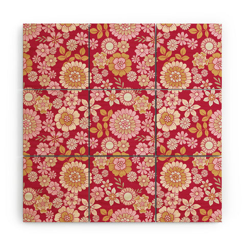 Emanuela Carratoni Viva Magenta Floral Theme Wood Wall Mural