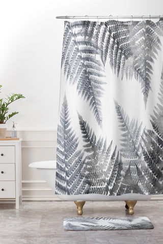Emanuela Carratoni Watercolor Ferns Shower Curtain And Mat