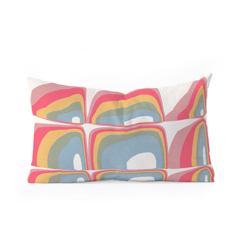Emanuela Carratoni Whimsical Rainbow Oblong Throw Pillow