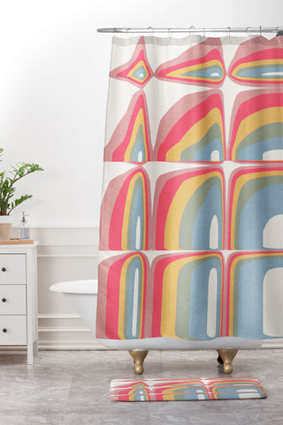 Emanuela Carratoni Whimsical Rainbow Shower Curtain And Mat