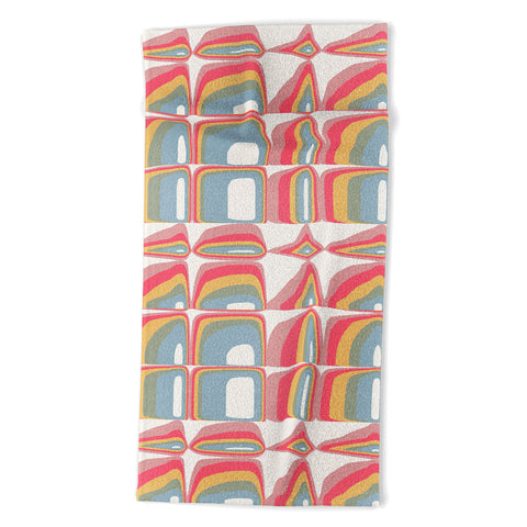 Emanuela Carratoni Whimsical Rainbow Beach Towel