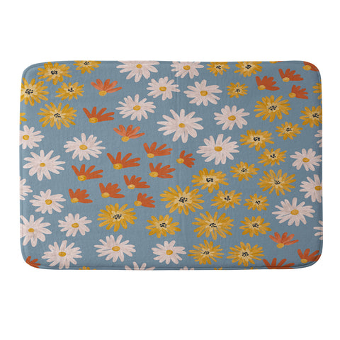 Emanuela Carratoni Wild Painted Flowers Memory Foam Bath Mat
