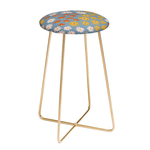 Emanuela Carratoni Wild Painted Flowers Counter Stool