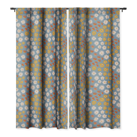 Emanuela Carratoni Wild Painted Flowers Blackout Window Curtain
