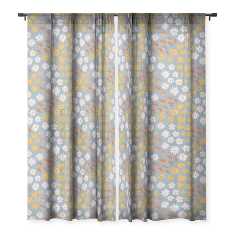 Emanuela Carratoni Wild Painted Flowers Sheer Window Curtain