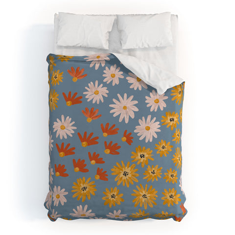 Emanuela Carratoni Wild Painted Flowers Duvet Cover