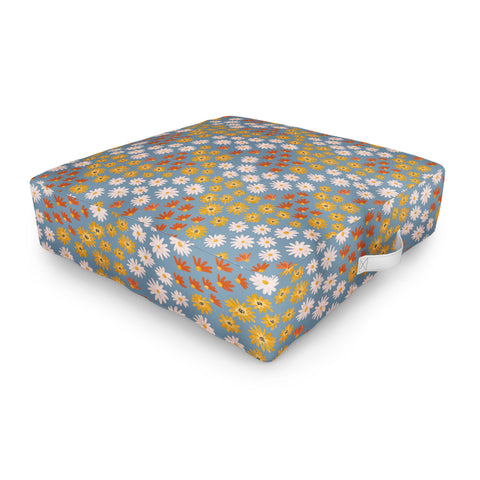 Emanuela Carratoni Wild Painted Flowers Outdoor Floor Cushion