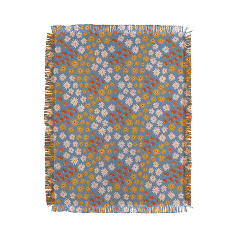 Emanuela Carratoni Wild Painted Flowers Throw Blanket