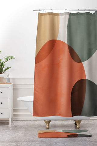 Emanuela Carratoni Winter Abstract Theme Shower Curtain And Mat