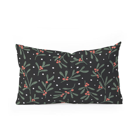 Emanuela Carratoni Winter Mistletoe Oblong Throw Pillow