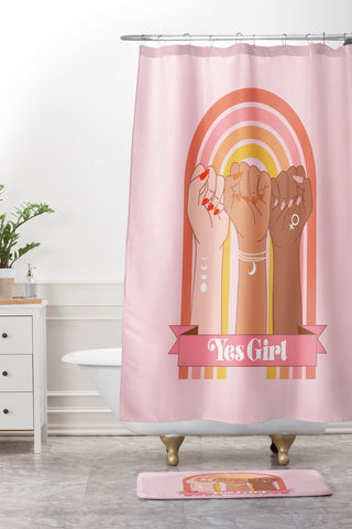 Emanuela Carratoni Yes Girl Shower Curtain And Mat