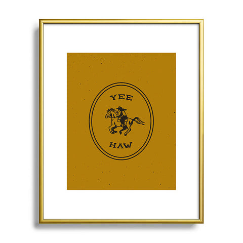 Emma Boys Yee Haw in Gold Metal Framed Art Print