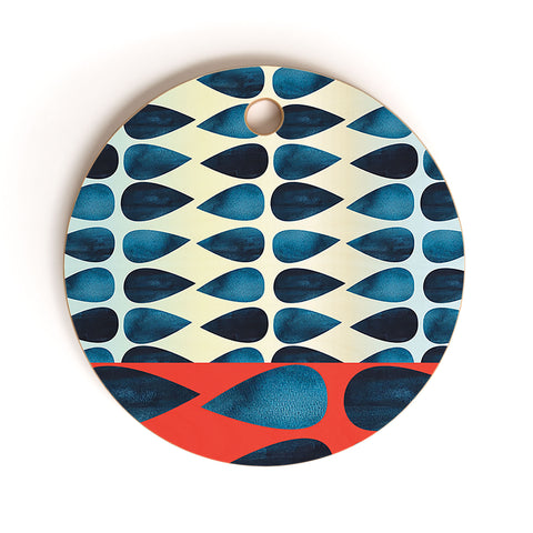 Emmie K Blue Drops Cutting Board Round