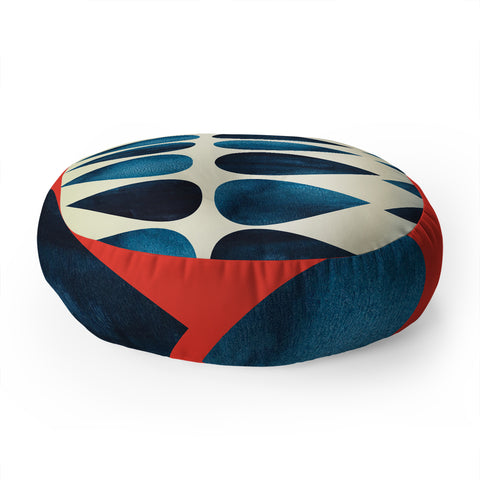Emmie K Blue Drops Floor Pillow Round