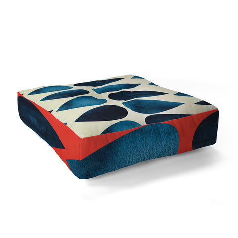 Emmie K Blue Drops Floor Pillow Square