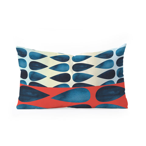 Emmie K Blue Drops Oblong Throw Pillow