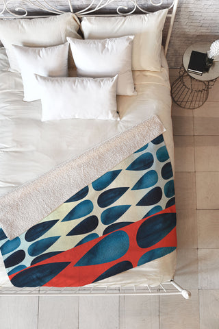 Emmie K Blue Drops Fleece Throw Blanket