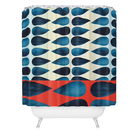Emmie K Blue Drops Shower Curtain