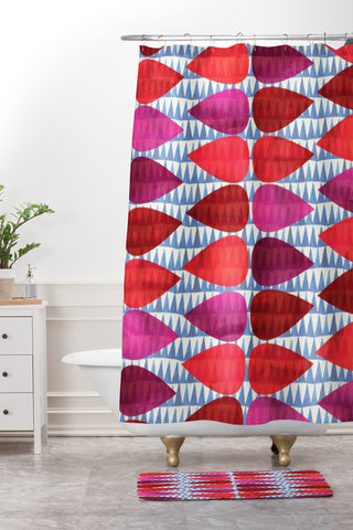 Emmie K Pink Drop Shower Curtain And Mat