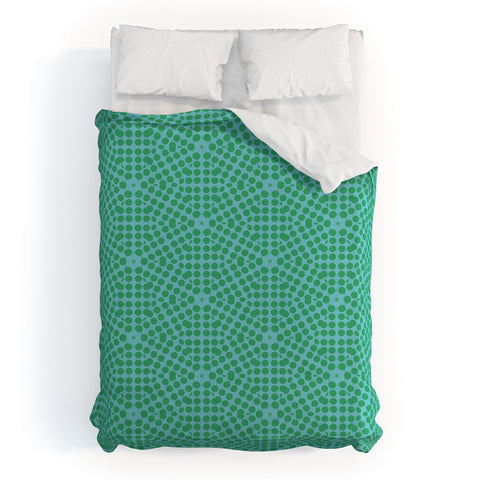 Emmie K SPRING BLOOM DOT BLUE GREEN Duvet Cover