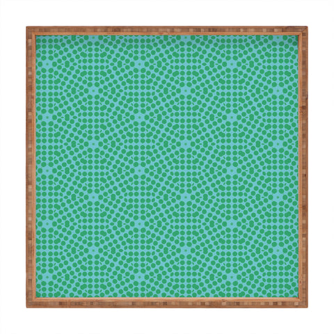 Emmie K SPRING BLOOM DOT BLUE GREEN Square Tray
