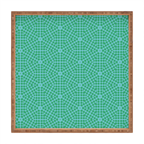 Emmie K SPRING BLOOM DOT BLUE GREEN Square Tray