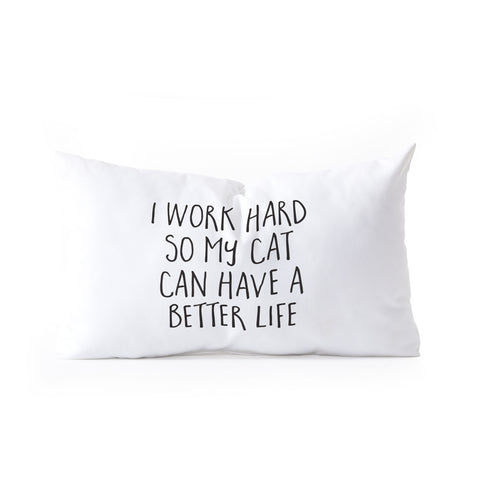 EnvyArt Cat Better Life Oblong Throw Pillow