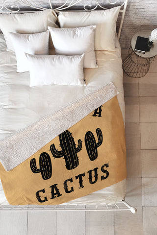 EnvyArt Hug A Cactus Fleece Throw Blanket