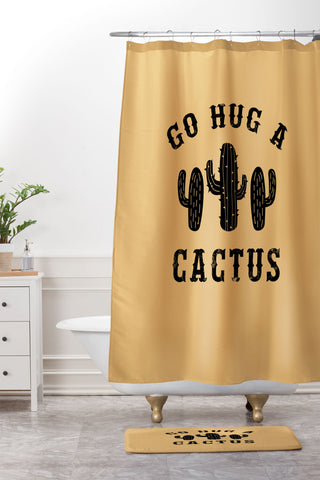 EnvyArt Hug A Cactus Shower Curtain And Mat