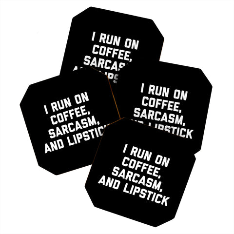 EnvyArt Run Coffee Sarcasm Lipstick Coaster Set
