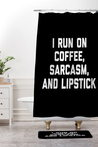 EnvyArt Run Coffee Sarcasm Lipstick Shower Curtain And Mat