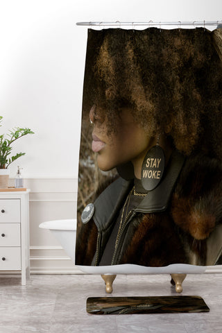 EricaGenece Stay Woke Shower Curtain And Mat