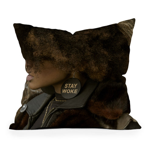 EricaGenece Stay Woke Throw Pillow