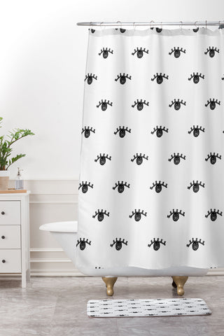 Erika Stallworth Inky Textured Eye Pattern Shower Curtain And Mat