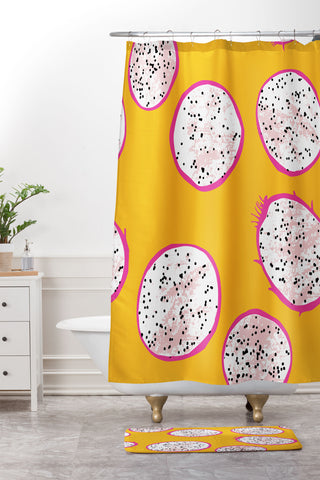 Erika Stallworth Mangosteen Tropical Fruit Shower Curtain And Mat