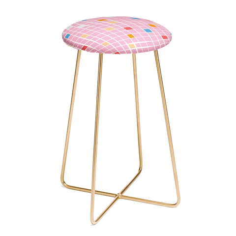 Erika Stallworth Modern Mosaic Pink Counter Stool