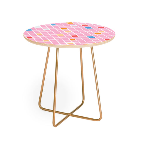 Erika Stallworth Modern Mosaic Pink Round Side Table