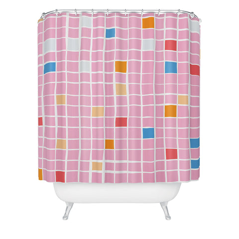 Erika Stallworth Modern Mosaic Pink Shower Curtain